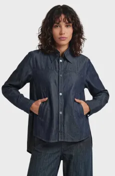 Женская темно-синяя рубашка Step hem Синий S G-Star RAW D30650,E516