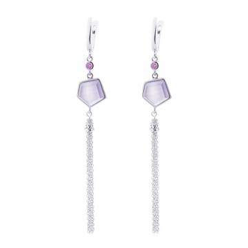 Серебряные серьги (им.улексит, фианит) 122284 Серебряные серьги (им.улексит, фианит) 122284