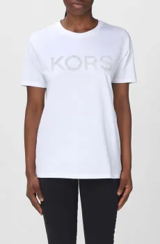 Женская белая футболка KORS STUD SMRCAMP TEE Белый S Michael Kors MB95MP197J