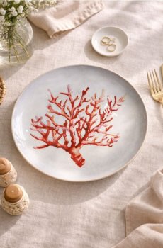 Тарілка з морським мотивом - кремовий