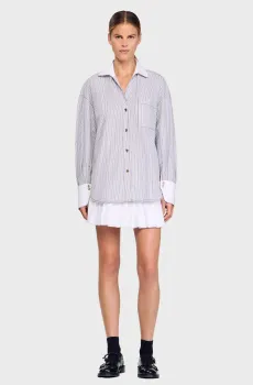 Женская рубашка в полоску Разноцветный M Sandro SFPCM01518_Ecru - Bleu