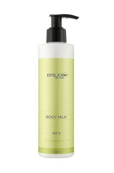 Уценка! Молочко для тела Epilax Silk Touch Body Milk Aloe & Green Tea SPF 15, с пантенолом, 250 мл