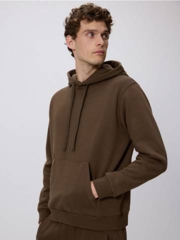 Reserved - Звичайний світшот з капюшоном - кавовий - 6926H-84X