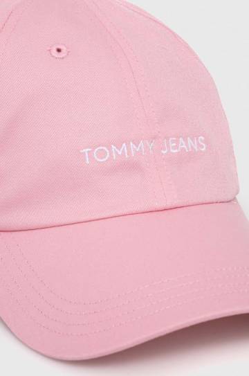Хлопковая кепка Tommy Jeans цвет розовый однотонная Хлопковая кепка Tommy Jeans цвет розовый однотонная