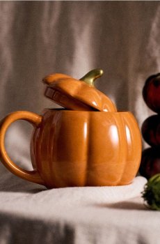 Керамічне горня з ручкою - помаранчевий