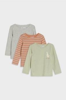 Набір з 3 футболок з довгим рукавом - блідо-зелений