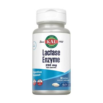 Лактаза KAL Lactase Enzyme 250 мг, 60 гелевых капсул