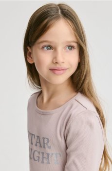 Reserved - Ребриста блуза з аплікацією - червонувато-ліловий - 394FT-48X