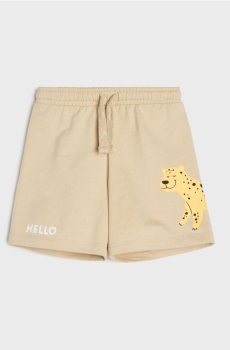 Бавовняні шорти з мотивом леопарда - сіро-коричневий