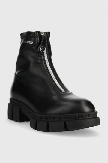 Кожаные полусапожки Karl Lagerfeld Aria женские цвет чёрный на плоском ходу Кожаные полусапожки Karl Lagerfeld Aria женские цвет чёрный на плоском ходу