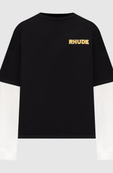 Черный свитшот двойной конструкции с логотипом