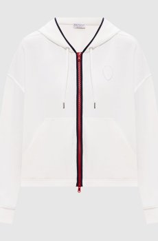 Белая спортивная куртка с нашивкой эмблемы