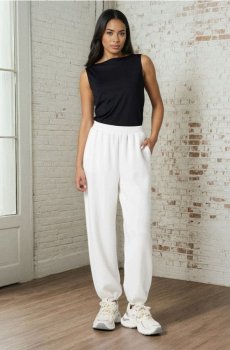 Спортивні штани джогери з scuba матеріалу - кремовий