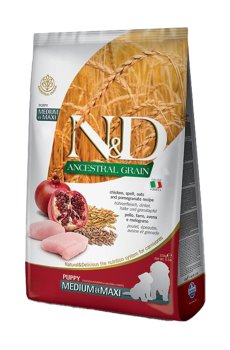 Сухой корм для щенков средних и крупных пород Farmina N&D Ancestral Grain с курицей и гранатом, 2.5 кг