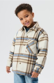 Куртка-сорочка у клітинку - бежевий