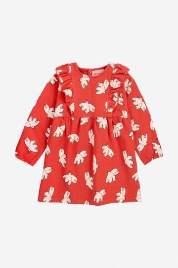 Платье для младенцев Bobo Choses Freedom Bird цвет красный mini расклешённое 224AB081 Платье для младенцев Bobo Choses Freedom Bird цвет красный mini расклешённое 224AB081