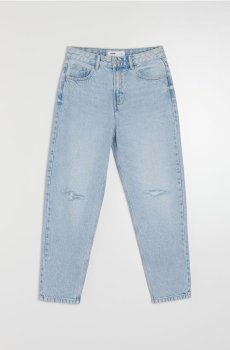 Mom джинси з потертостями - синій