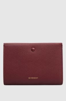 Бордовый кожаный портмоне с логотипом