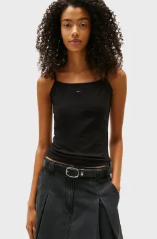 Женский черный топ ESSENTIAL STRAP TOP EXT Черный L Tommy Jeans DW0DW20675