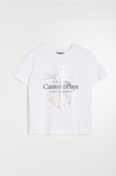 Бавовняна футболка з написом Canto de la Playa - білий