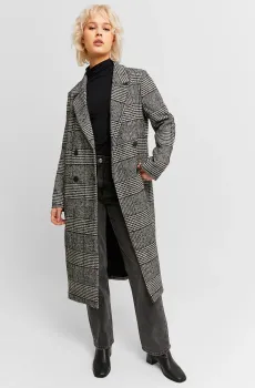 Женское серое пальто в клетку Серый S Tally Weijl SCOPERAMI