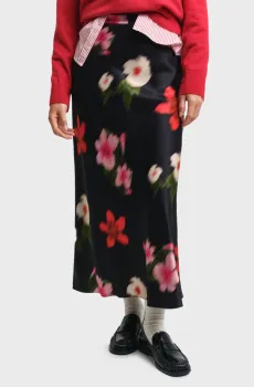 Женская черная юбка с узором MIDI FLORAL PRINT A-LINE Черный 34 Gant 4400158