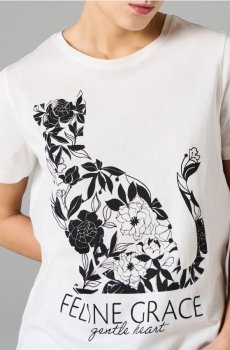 Бавовняна футболка з принтом - кремовий