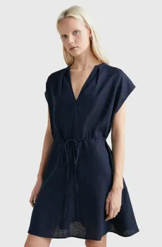 Женское темно-синее льняное платье Синий M Tommy Hilfiger WW0WW38526