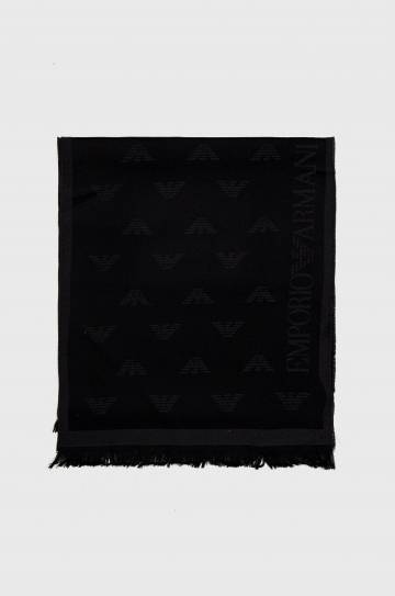 Шарф Emporio Armani мужской цвет серый с узором Шарф Emporio Armani мужской цвет серый с узором