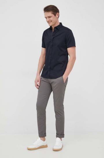 Рубашка Armani Exchange мужская цвет синий slim классический воротник Рубашка Armani Exchange мужская цвет синий slim классический воротник