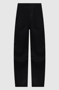 Черные брюки карго из шерсти, кашемира и шелка