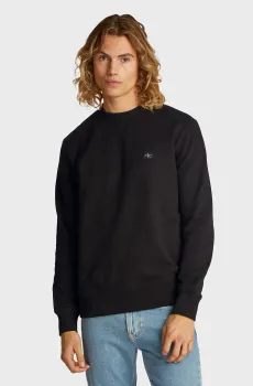 Мужской черный свитшот WOVEN LABEL CREW NECK Черный XL Calvin Klein Jeans J30J327115