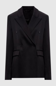 Черный двубортный жакет HORN с шерстью