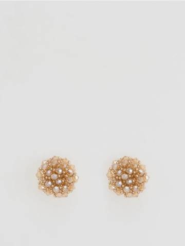Reserved - Сережки з намистинками - бежевий - 333FD-08X