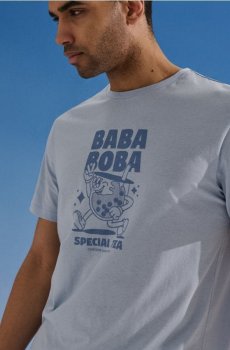 Бавовняна футболка з написом Baba Boba - блакитний