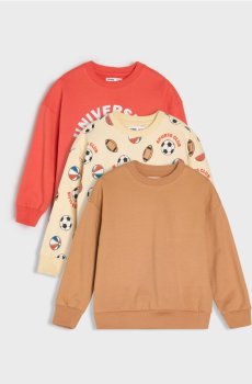 Світшот із круглим вирізом і принтом 3 pack - червоний