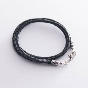 Кожаный шнурок с серебряной застежкой 18532 Кожаный шнурок с серебряной застежкой 18532