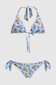 Голубой купальник в цветочный принт