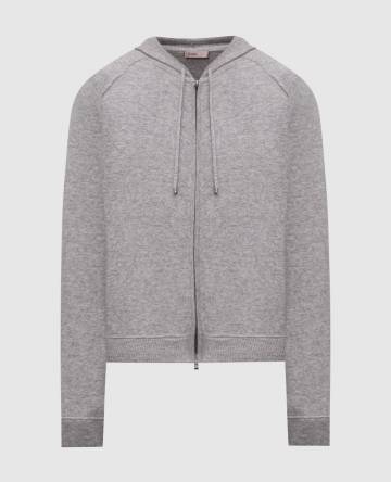 Серый кардиган из кашемира с капюшоном