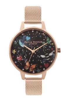 Olivia Burton Women Printed & Embellished Dial Stainless Steel Watch OB16WG90