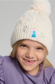 Шапка-біні з помпоном Frozen - кремовий