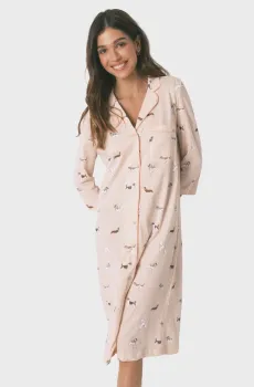 Женская персиковая ночная рубашка в полоску Оранжевый XL womensecret 4363622