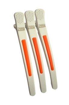 Парикмахерский зажим для волос Zauber-manicure пластиковый, белый с оранжевым, 3 шт (06-097C-3)