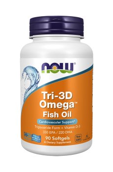 Комплекс с омега + витамин Д3 NOW Foods Tri-3D Omega + витамин D-3, 90  капсул