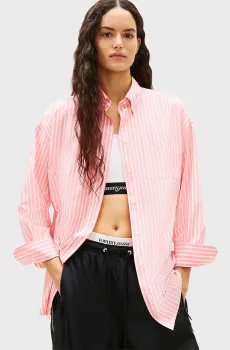 Женская розовая рубашка в полоску OVS POPLIN Розовый XS Tommy Jeans DW0DW22218