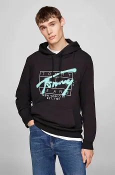 Мужское черное худи TJM REG SPRAY Черный XL Tommy Jeans DM0DM20593