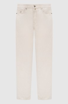 Бежевые джинсы MILTON с льном