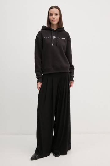 Кофта Tommy Hilfiger женская цвет чёрный с капюшоном с аппликацией WW0WW43598 Кофта Tommy Hilfiger женская цвет чёрный с капюшоном с аппликацией WW0WW43598