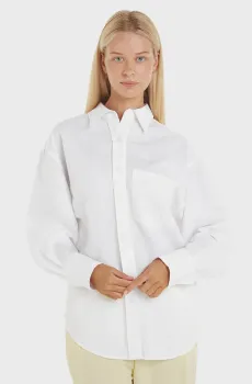 Женская белая рубашка LINEN BLEND RELAXED Белый 34 Calvin Klein K20K206694