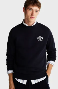 Мужской темно-синий свитшот SMALL CREST EMRBO SWEATSHIRT Синий M Tommy Hilfiger MW0MW35528